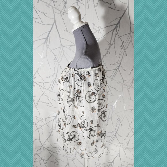 Angela White Bicycles Printed Silk Off Shoulder Blouse - Picture 2 of 4